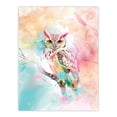 thumbnail image 1 of Artery8 Owl on Branch Portrait Pastel Rainbow Watercolour Living Room Unframed Wall Art Print Poster Home Decor Premium, 1 of 5