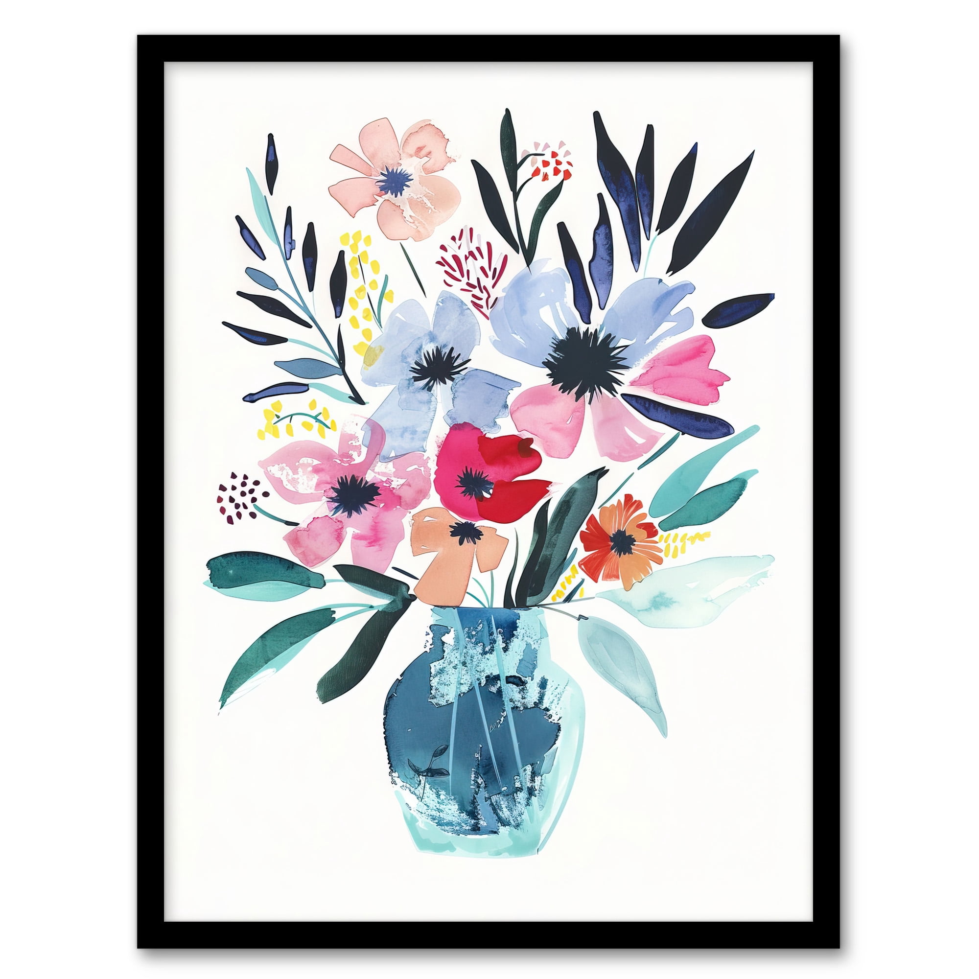 Artery8 Pastel Colour Boho Spring Flower Bouquet in Vase Living Room ...