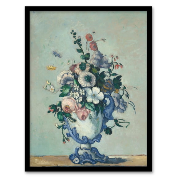 Artery8 Paul Cezanne Flowers in a Rococo Vase Still Life Framed Wall Art Print Home Décor A4