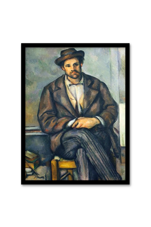 Paul Cezanne Seated Peasant Portrait Painting Framed Wall Art Print Home Décor A3