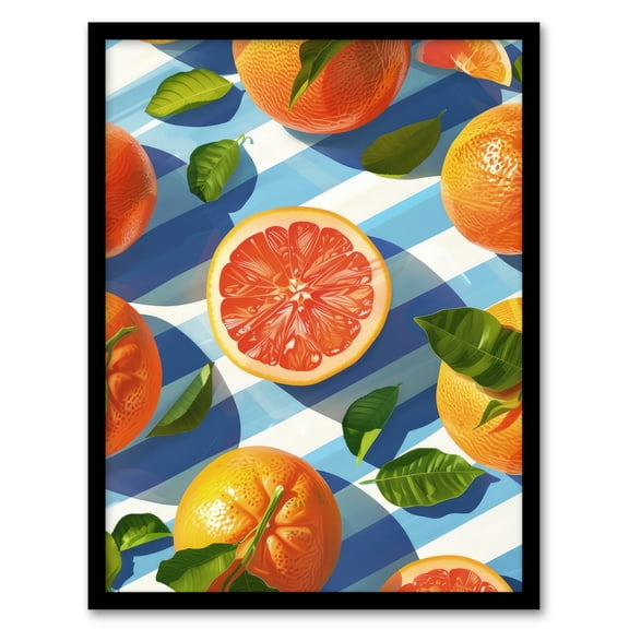 Artery8 Pink Grapefruit Pattern Design Summer Fruit Slice For Kitchen Artwork Framed Wall Art Print A4