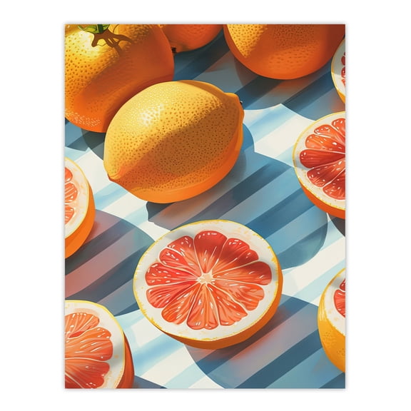 Artery8 Pink Grapefruit Summer Fruit Slice Pattern Design For Kitchen Unframed Wall Art Print Poster Home Decor