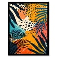 thumbnail image 1 of Artery8 Plant Leaves Blue Orange Pink Abstract Design For Living Room Artwork Framed Wall Art Print A4, 1 of 5