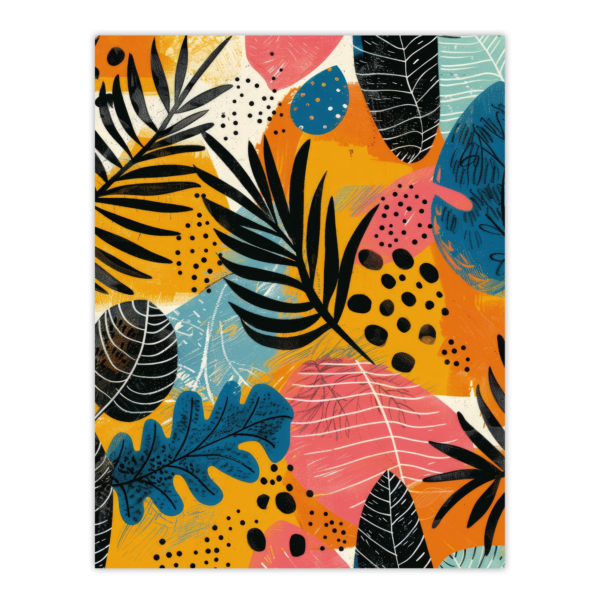 Artery8 Plant Leaves Pattern Colourful Abstract Nature For Living Room