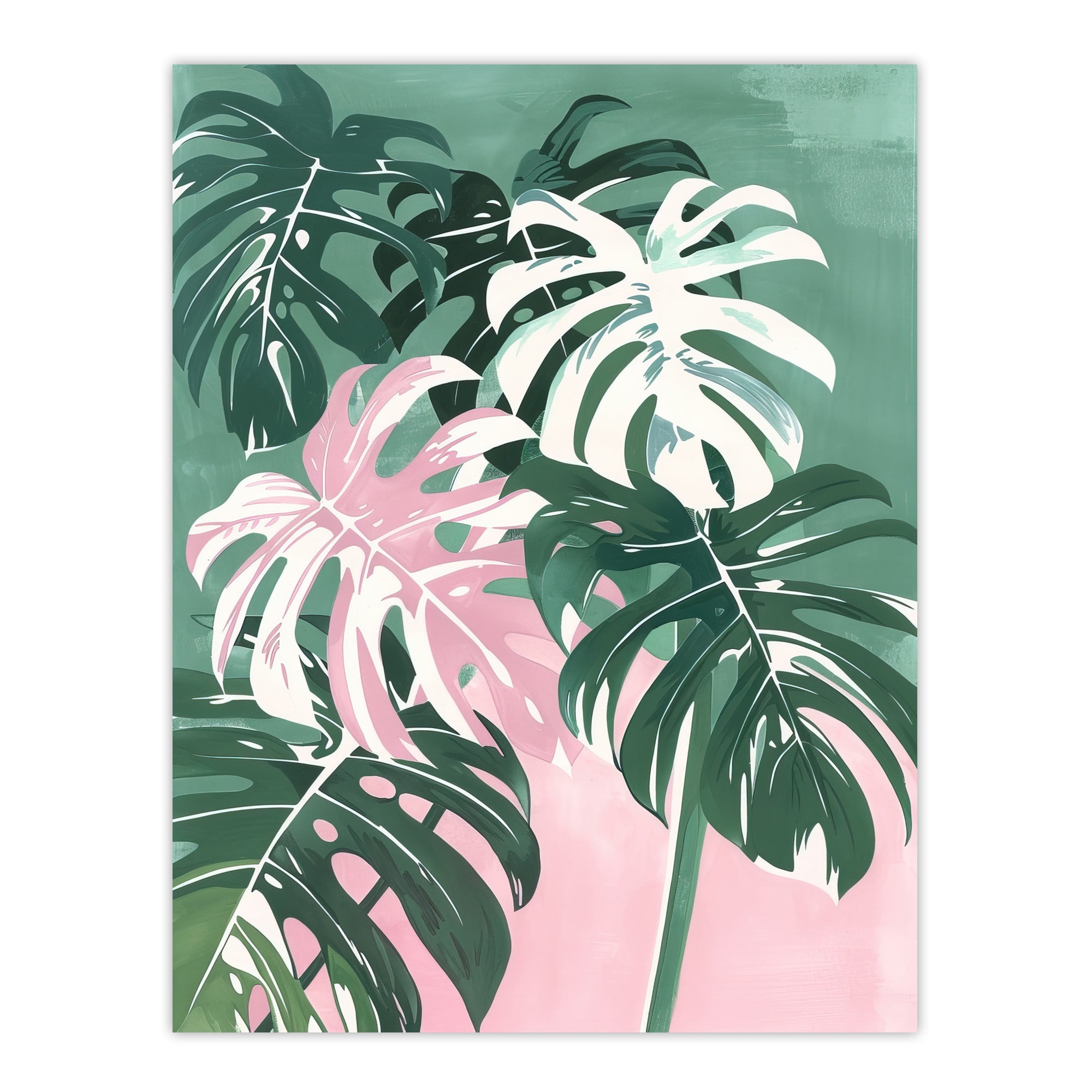 Artery8 Plant Lover Monstera Leaves Green Pink Botanical Living Room Large  Wall Art Poster Print Thick Paper 18X24 Inch - Walmart.com