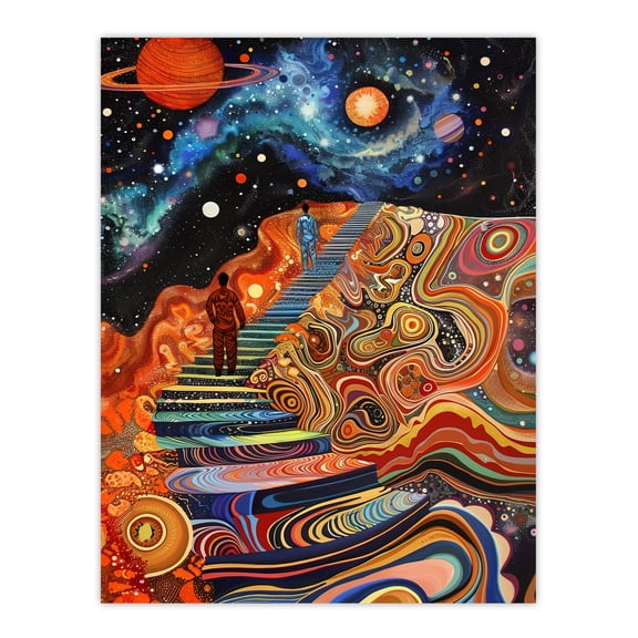 Artery8 Psychedelic Stairway to Heaven Trippy Space Living Room Extra Large XL Wall Art Poster Print