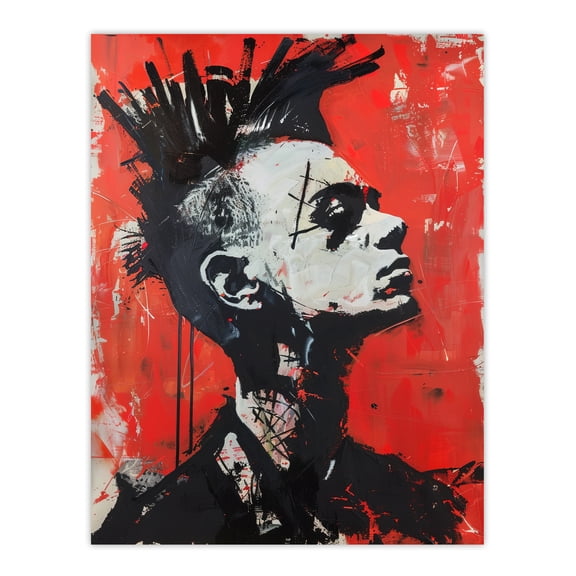 Artery8 Punk Mohawk Modern Portrait Street Art Goth Living Room Extra Large XL Wall Art Poster Print