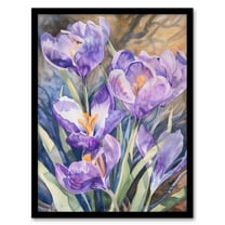 Artery8 Purple Watercolour Lilies Painting Springtime For Living Room Art Print Framed Poster Wall Decor 12x16 inch