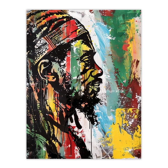 Artery8 Rastafari Man Portrait Modern Colourful Painting Living Room Extra Large XL Wall Art Poster Print