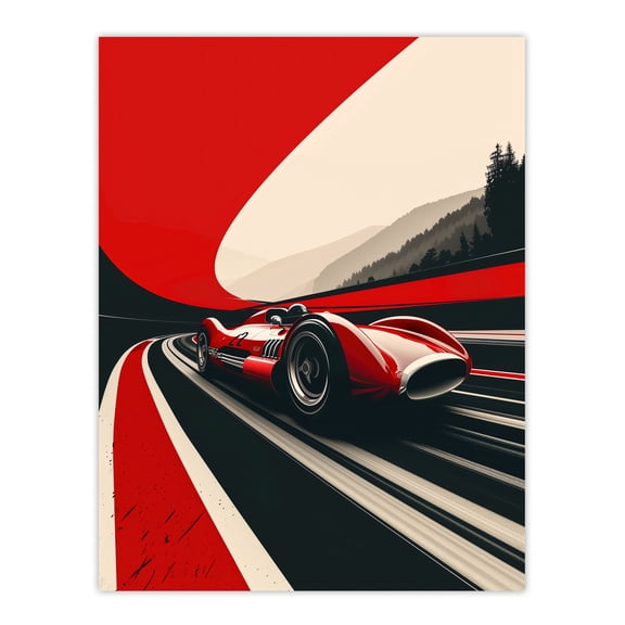 Artery8 Retro Futuristic Race Car Dynamic Sport Track Man Cave Large Wall Art Poster Print Thick Paper 18X24 Inch