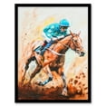 thumbnail image 1 of Artery8 Rider on Horse Racing Watercolour Dramatic Mud Living Room Artwork Framed Wall Art Print A4, 1 of 5