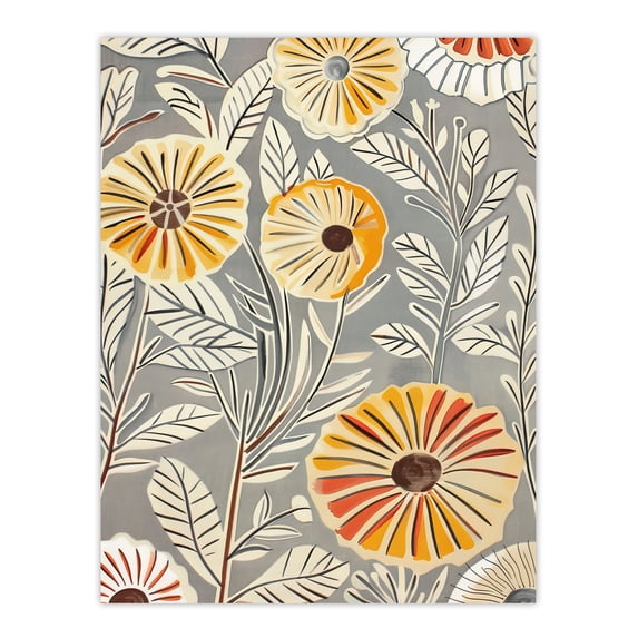 Artery8 Rustic Marigold Flowers Blue Yellow Simple Floral Living Room Large Wall Art Poster Print Thick Paper 18X24 Inch