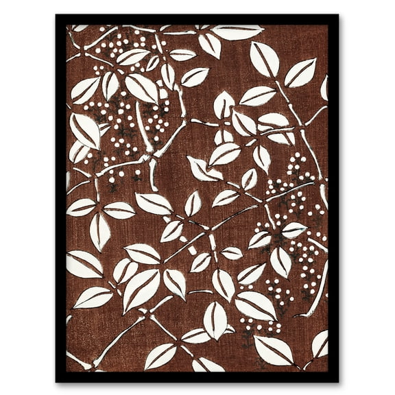 Artery8 Shin Bijutsukai Tree Branch and Leaf Pattern Framed Wall Art Print Home Décor A4
