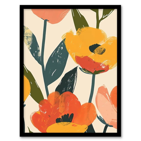 Artery8 Simple Spring Flower Blooms Bright Painting For Living Room Art Print Framed Poster Wall Decor 12x16 inch
