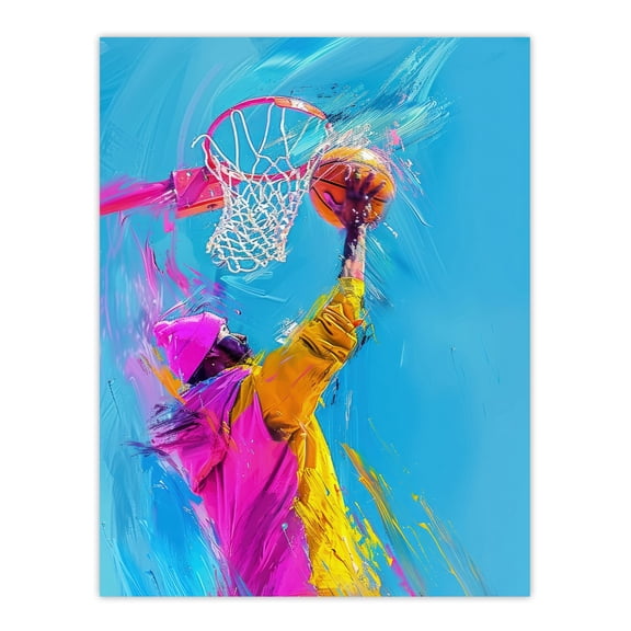 Artery8 Slam Dunk Shot Basketball Player Abstract For Living Room Unframed Wall Art Print Poster Home Decor