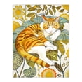 thumbnail image 1 of Artery8 Sleeping Orange Tabby Cat Lover Bright Floral Living Room Extra Large XL Wall Art Poster Print, 1 of 3