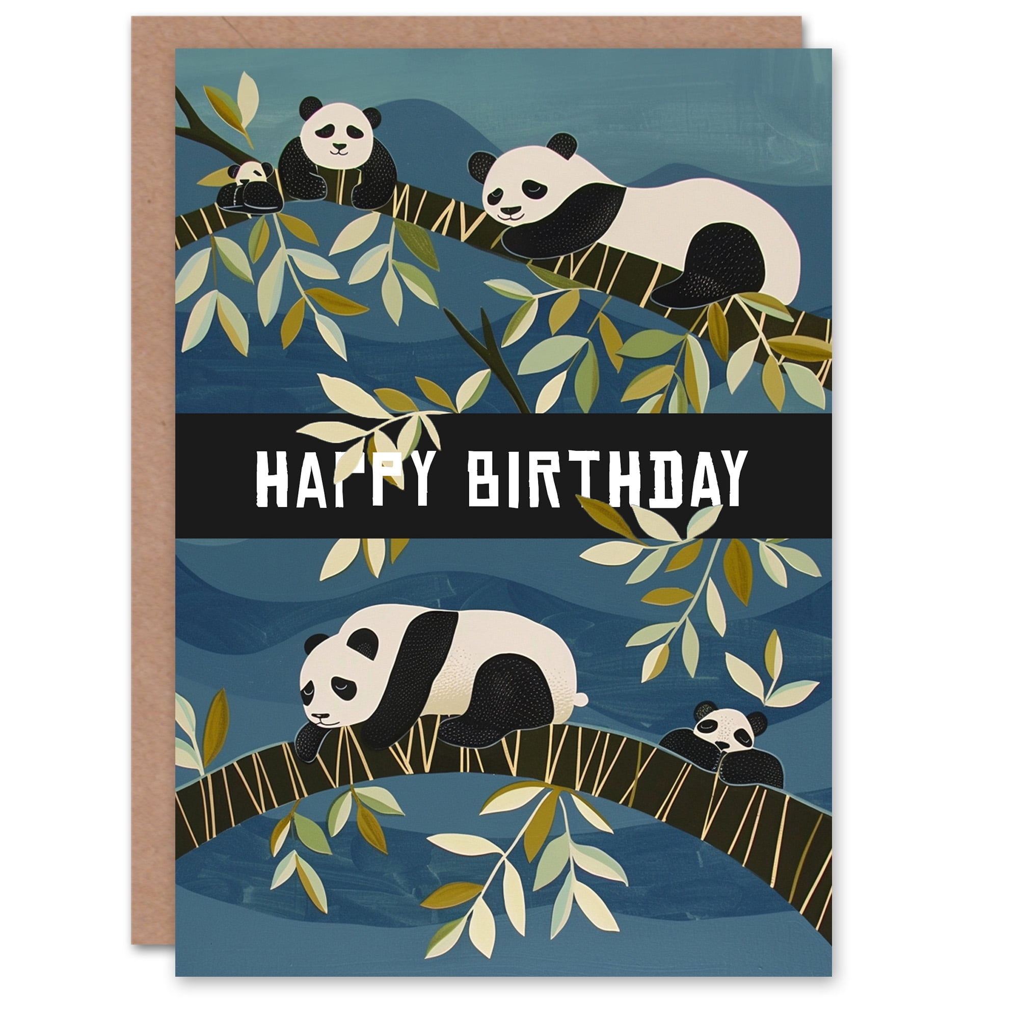 Artery8 Greeting Card Full Moon Floral Landscape Folk Art