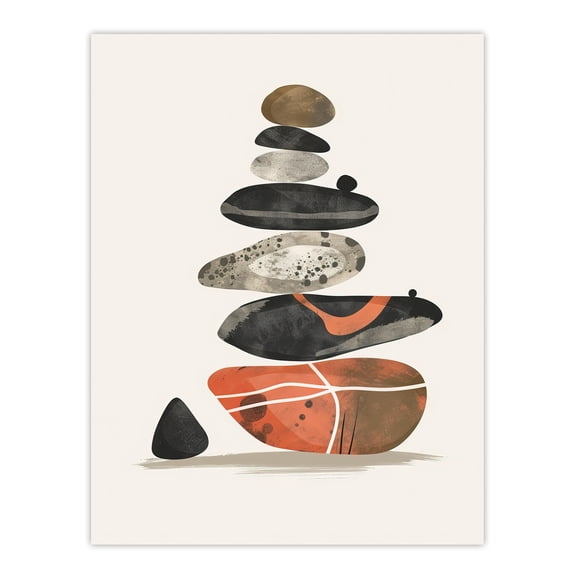 Artery8 Stacked Stones Zen Cairn Boho Vertical Living Room Unframed Wall Art Print Poster Home Decor Premium