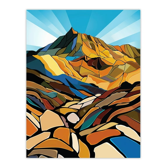 Artery8 Stylised Scafell Pike Mountain Peaks Landscape Living Room Unframed Wall Art Print Poster Home Decor Premium
