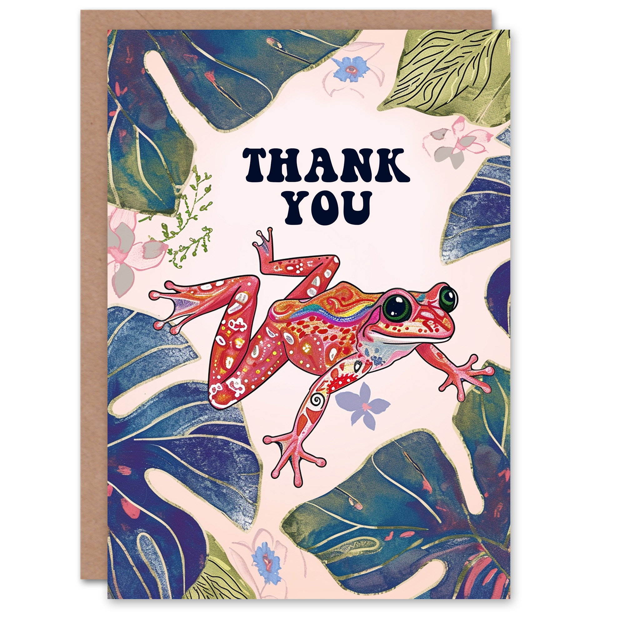 Artery8 Thank You Card Cute Colourful Jungle Frog Bright Folk Art For ...