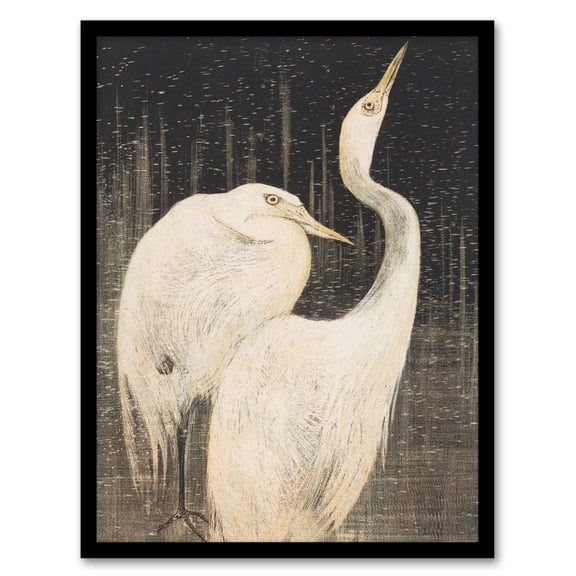 Artery8 Theo van Hoytema Two Egrets in the Snow Framed Wall Art Print Home Décor A4