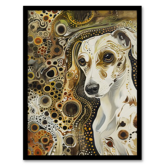 Artery8 Trippy Dog Lover Pet Portrait Abstract Design Living Room Art Print Framed Poster Wall Decor 12x16 inch
