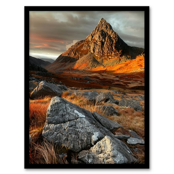 Artery8 Tryfan Mountain Summit Sunset Wales Snowdonia Living Room Art Print Framed Poster Wall Decor 12x16 inch