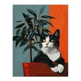 thumbnail image 1 of Artery8 Tuxedo Cat Portrait Sitting in Plant Pot For Living Room Extra Large XL Wall Art Poster Print, 1 of 5