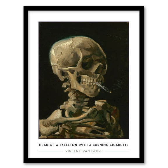 Artery8 Van Gogh Head Of A Skeleton With A Burning Cigarette Living Room Art Print Framed Poster Wall Decor 12x16 inch