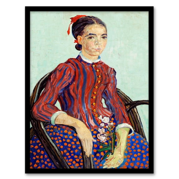 Artery8 Vincent van Gogh La Mousme Sitting on a Cane Chair Framed Wall Art Print Home Décor A4