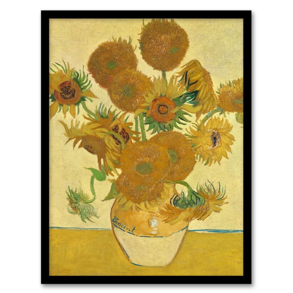 Artery8 Vincent van Gogh Sunflowers 1888 Floral Painting Framed Wall Art Print Home Décor A4