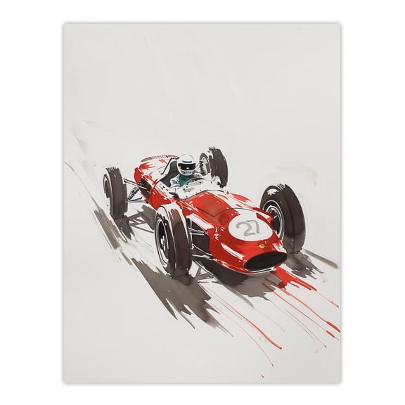 Artery8 Vintage Automobile Race Car Sport Watercolour Man Cave Extra Large XL Wall Art Poster Print
