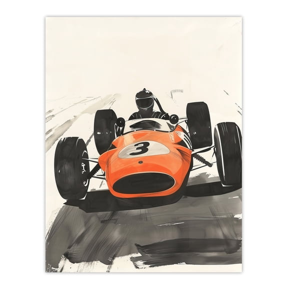 Artery8 Vintage Race Car Driver Racing Sport Watercolour Man Cave Unframed Wall Art Print Poster Home Decor Premium
