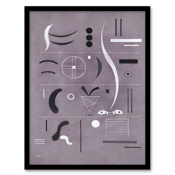 Artery8 Wassily Kandinsky Four Parts Abstract Watercolour Framed Wall Art Print Home Décor A4