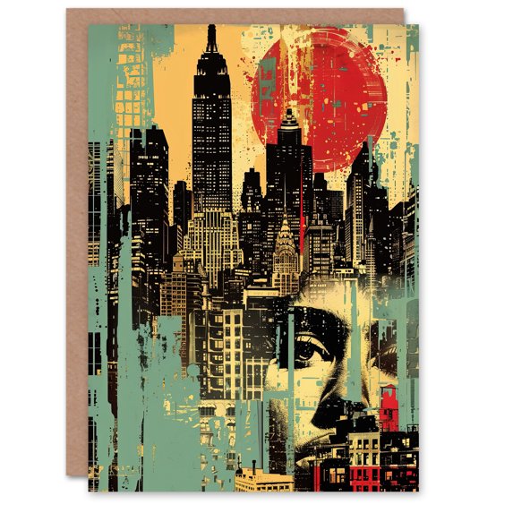 Artery8 Watching The Sun Set Abstract Cityscape Greeting Birthday Card Him Her All Blank