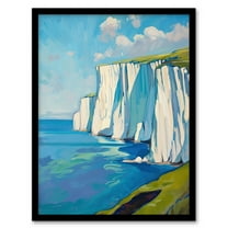 Artery8 White Cliffs of Dover Coastal Landscape Painting Living Room Art Print Framed Poster Wall Decor 12x16 inch