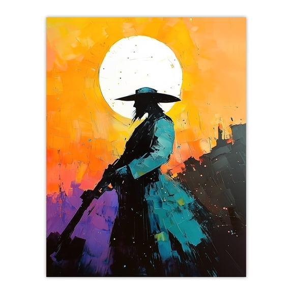 Artery8 Wild West Sunset Desperado Cowboy Concept Art Living Room Unframed Wall Art Print Poster Home Decor