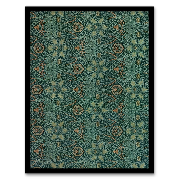 Artery8 William Morris Ispahan Pattern Arabesque Textile Framed Wall Art Print Home Décor A4