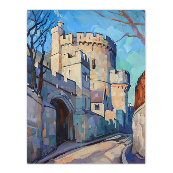 Artery8 Windsor Castle UK Royal King Charles Oil Painting Living Room Unframed Wall Art Print Poster Home Decor Premium