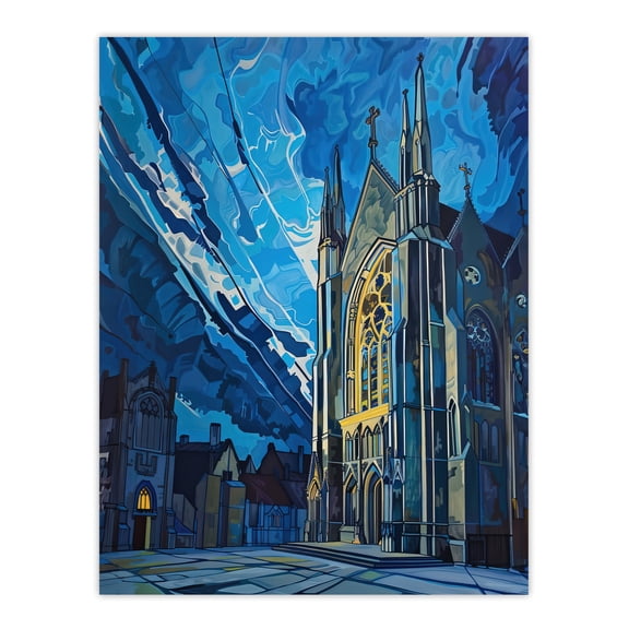 Artery8 York Minster Cathedral Night Concept Art Church Living Room Unframed Wall Art Print Poster Home Decor Premium