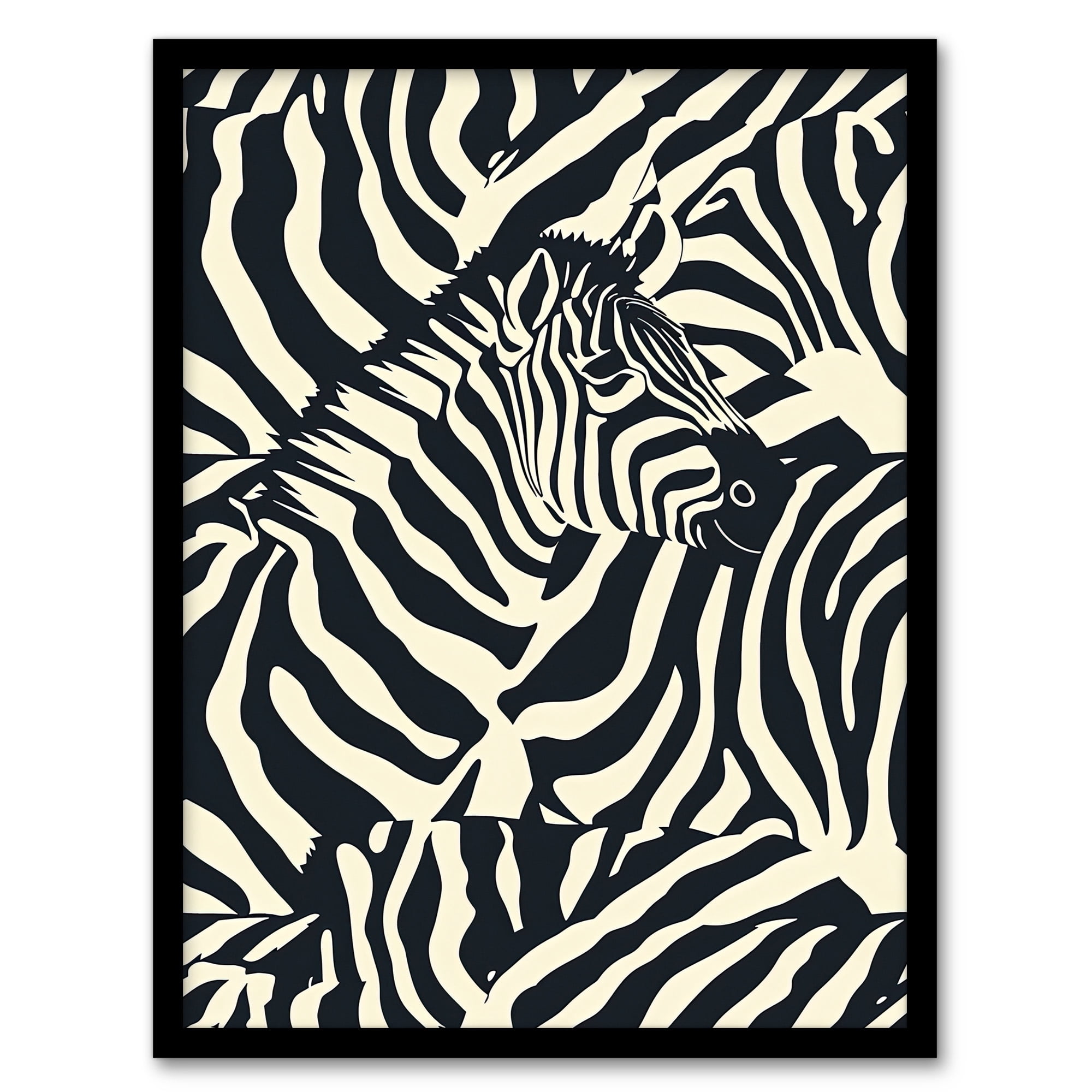 Artery8 Zebra in Stripes Illustration Animal Pattern Living Room ...