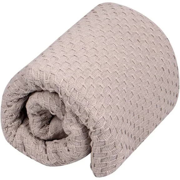 Artesanal Sand Tassel Fringe Throw Blanket 55x55 100% Cotton for Stylish Home Decor