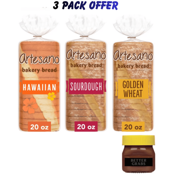 Artesano Hawaiian Bread, 20 oz | Artesano Sourdough Bakery Bread, 20 oz | Artesano Golden Wheat Bakery Bread, 20 oz