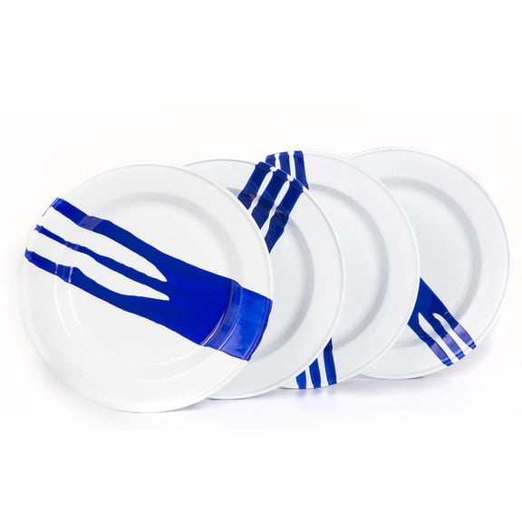 Artesano Home Decor Enamelware Dinner Plate of 10", Abstract, Black, 10", Set of 4