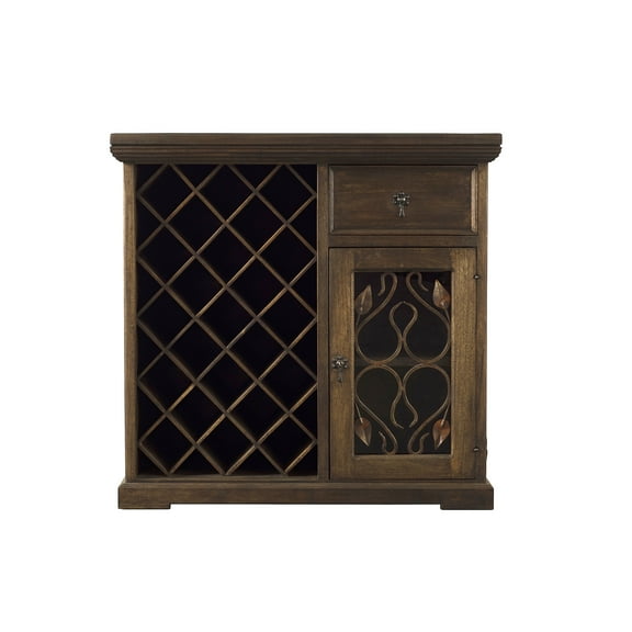 Artesano Home Decor - Handmade Solid Reclaimed Barn Wood & Forged Iron Hardware Wine Floor Cabinet for Indoor Ideal for Home, Living Room and Restaurants (Brown) - Rustic Design - 40" Height