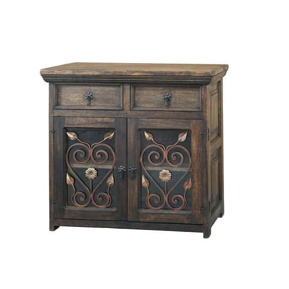 Artesano Home Decor - Handmade Solid Reclaimed Barn Wood & Wrought Iron Hardware Buffet & Sideboard Ideal for Home, Living Room and Bar or Restaurant (Brown) - Rustic Style 01 - 39" Width