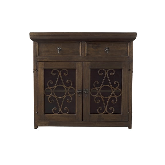Artesano Home Decor - Handmade Solid Reclaimed Barn Wood & Wrought Iron Hardware Buffet & Sideboard Ideal for Home, Living Room and Bar or Restaurant (Brown) - Rustic Style 02 - 39" Width