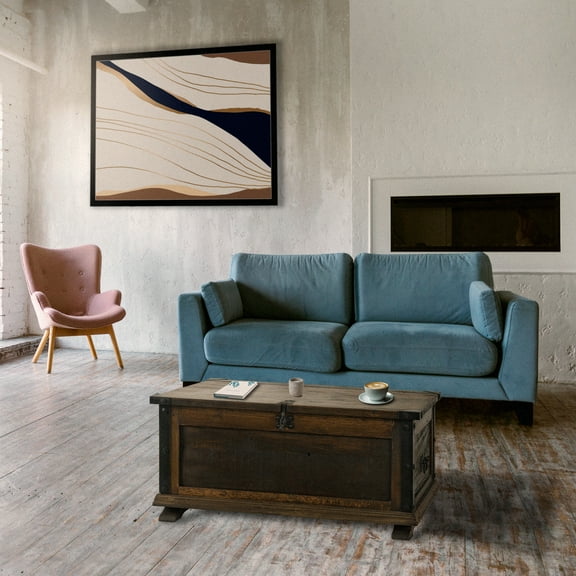 Artesano Home Decor - Handmade Solid Reclaimed Barn Wood & Wrought Iron Hardware Trunk or Coffee Table for Indoor Ideal for Home, Living Room and Bedroom (Brown) - Rustic Style 02 - 36" Width