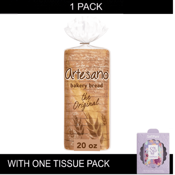 Artesano Original Bread, Pre-sliced White Bread, 20 oz ,with Tissue Pack