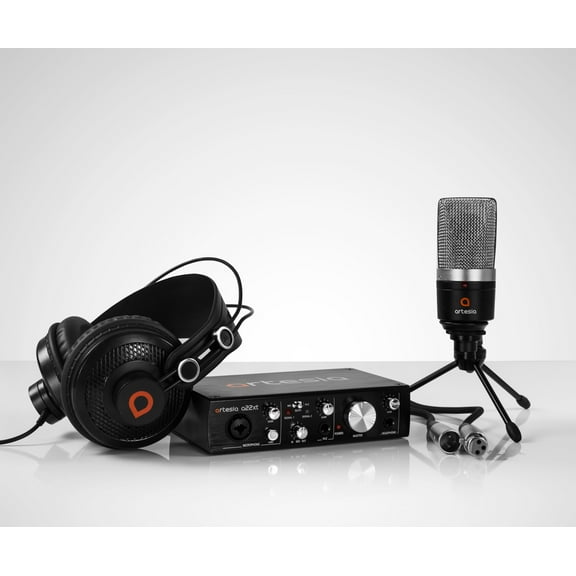 Artesia ARB-4 Laptop Studio Recording Bundle - Professional 24-bit USB Audio Interface with Studio Monitor Headphones+ Cardioid Condenser Microphone + Desktop Headphone Hanger + Mic Cable